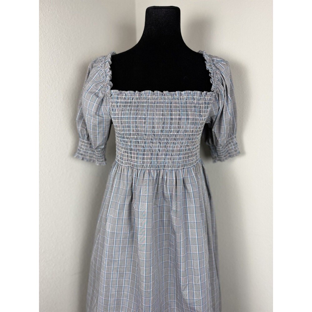 Hill House Home Athena Nap Dress Small Matilda Plaid Smocked Puff Sleeve Mini - Picture 11 of 13
